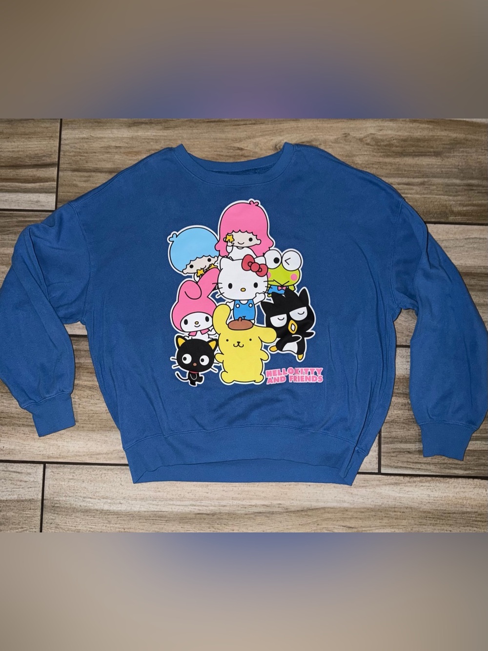 Sanrio Crewneck Sweatshirt with Colorful Character Print - Blue